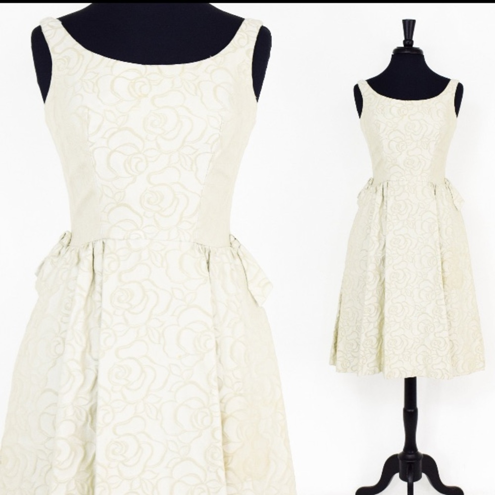 Suzy Peretti 1950s Cream Champagne Beige Party Dress True Vintage